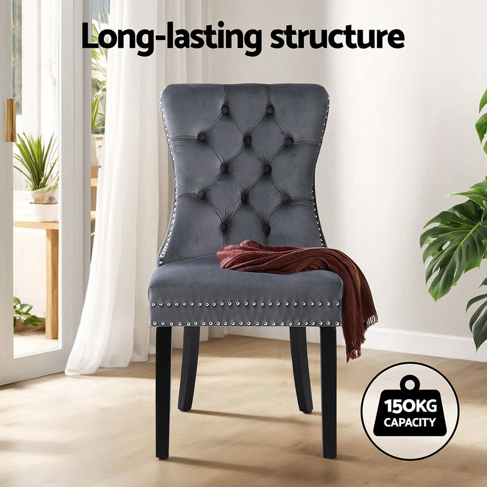 Artiss Grey Velvet Button-Tufted Dining Chairs — Set of 4, Grey or Beige — Allure Home Collections