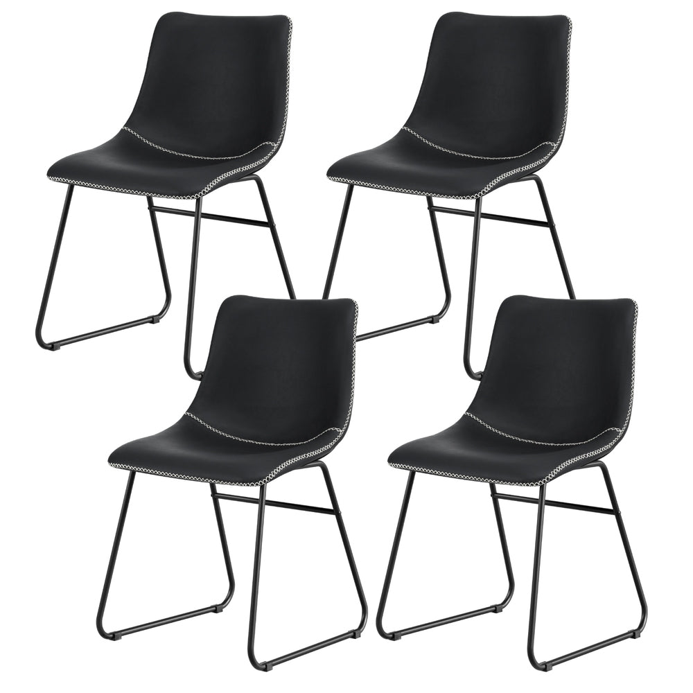 Daveyston black faux leather dining chair with metal sled legs