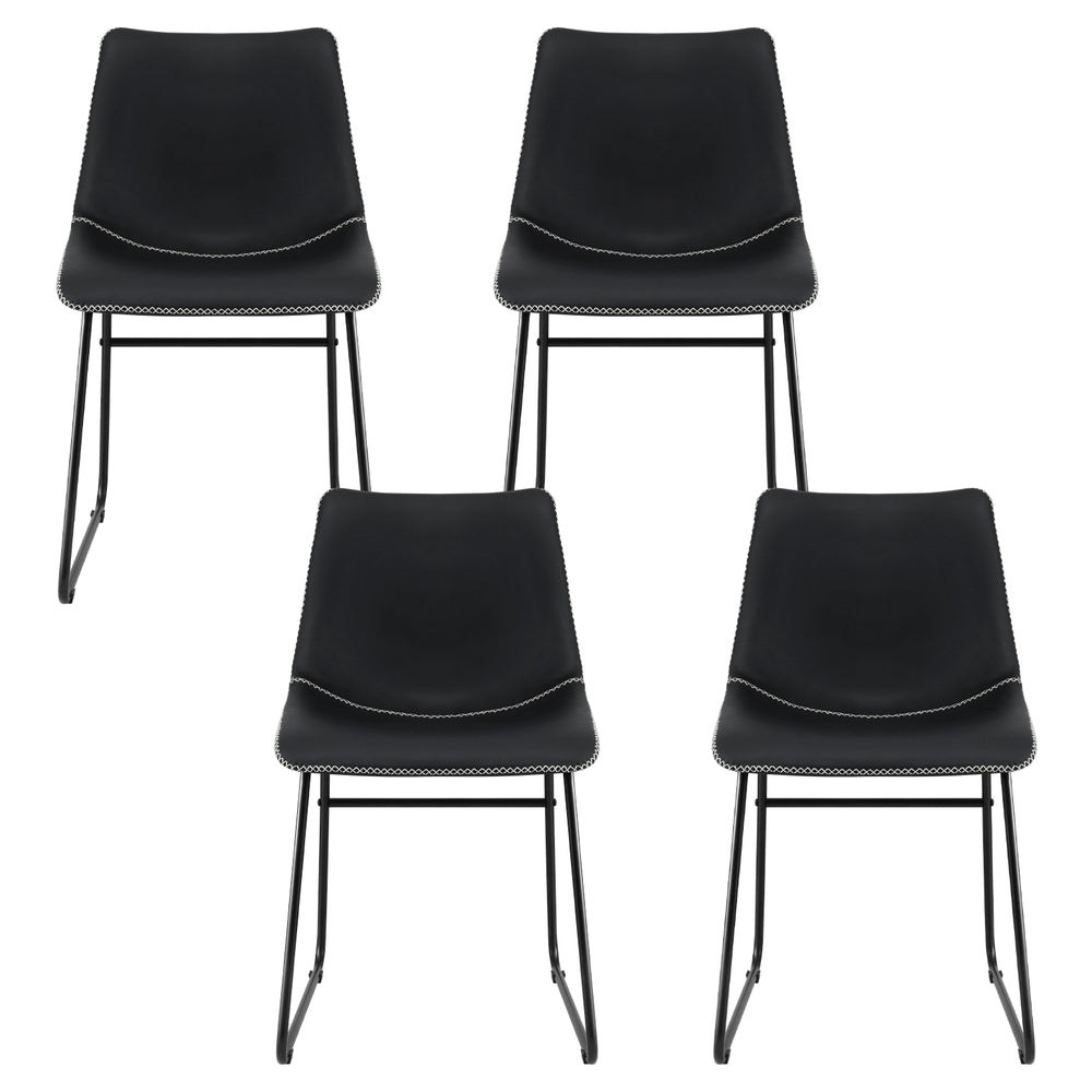 Daveyston black faux leather dining chair with metal sled legs