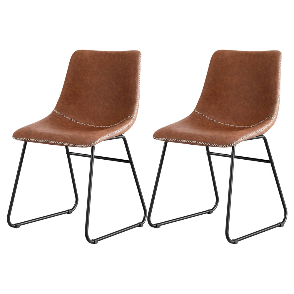 Artiss Retro PU Leather Dining Chairs with Cross-Stitch Detail — Set of 2 — Allure Home Collections
