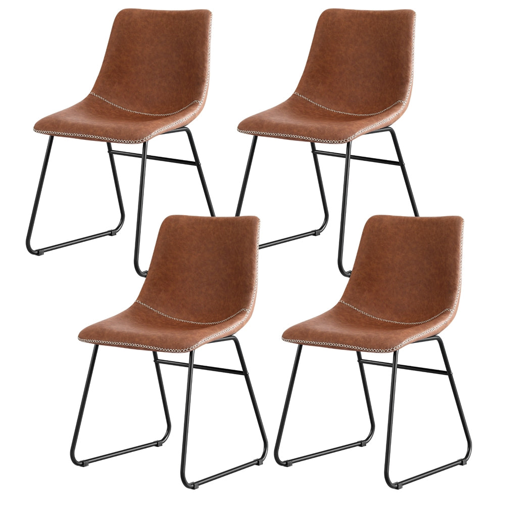 Artiss Retro PU Leather Dining Chairs with Cross-Stitch Detail — Set of 4 — Allure Home Collections