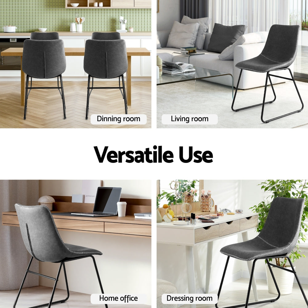 Artiss Retro PU Leather Dining Chairs with Cross-Stitch Detail — Set of 2 — Allure Home Collections