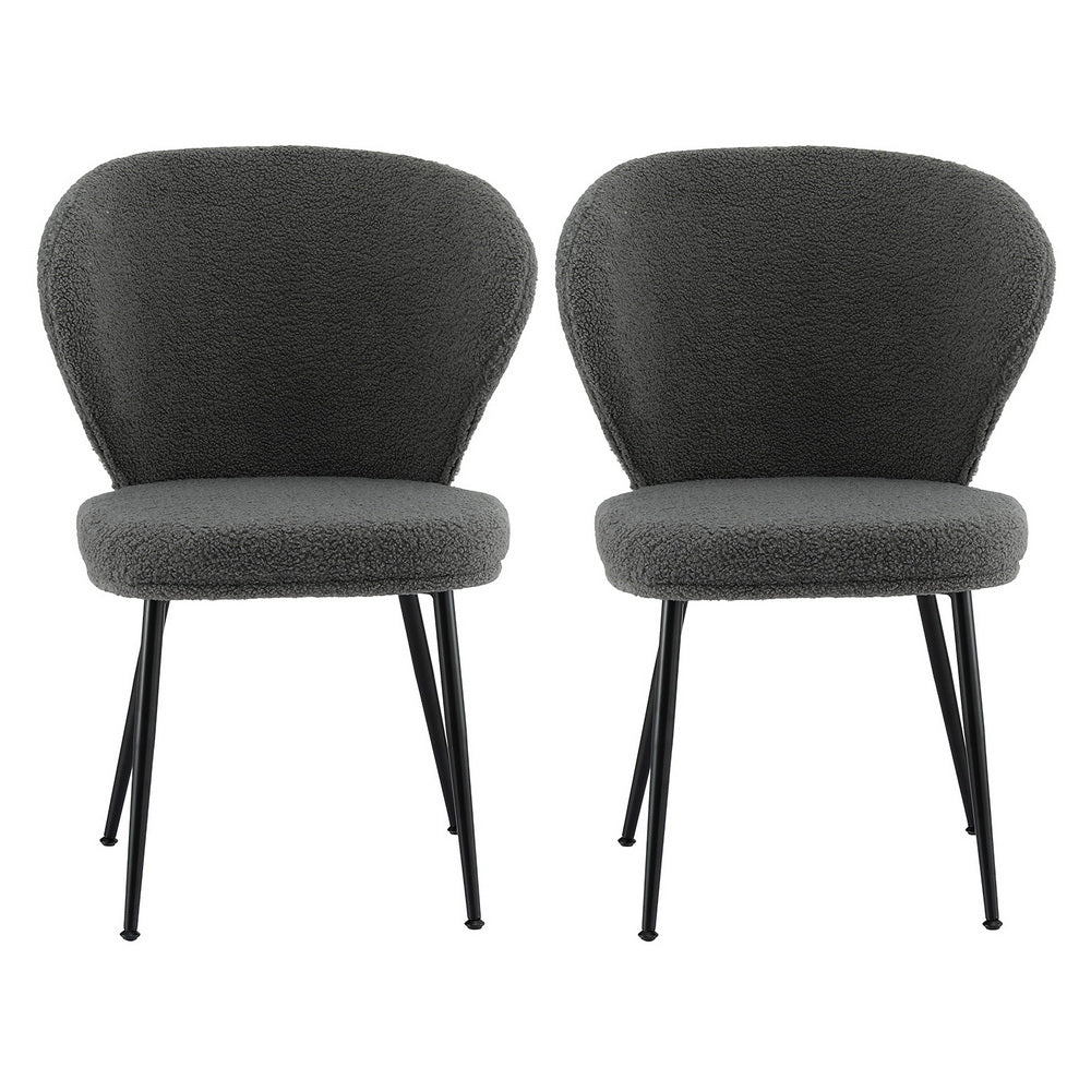 Aldgate Wing Back Dining Chair, Grey Sherpa 2pcs
