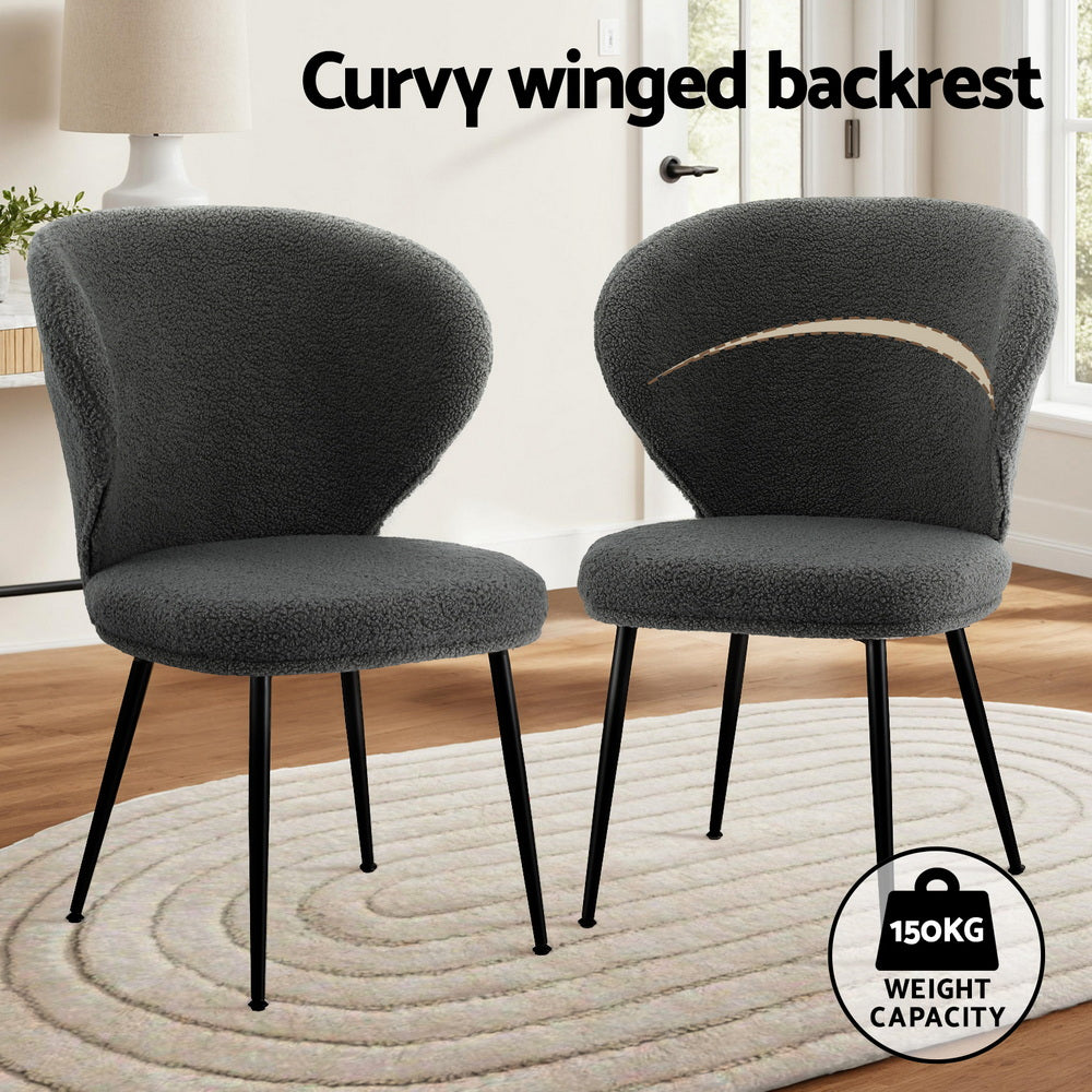 Aldgate Wing Back Dining Chair, Grey Sherpa 2pcs
