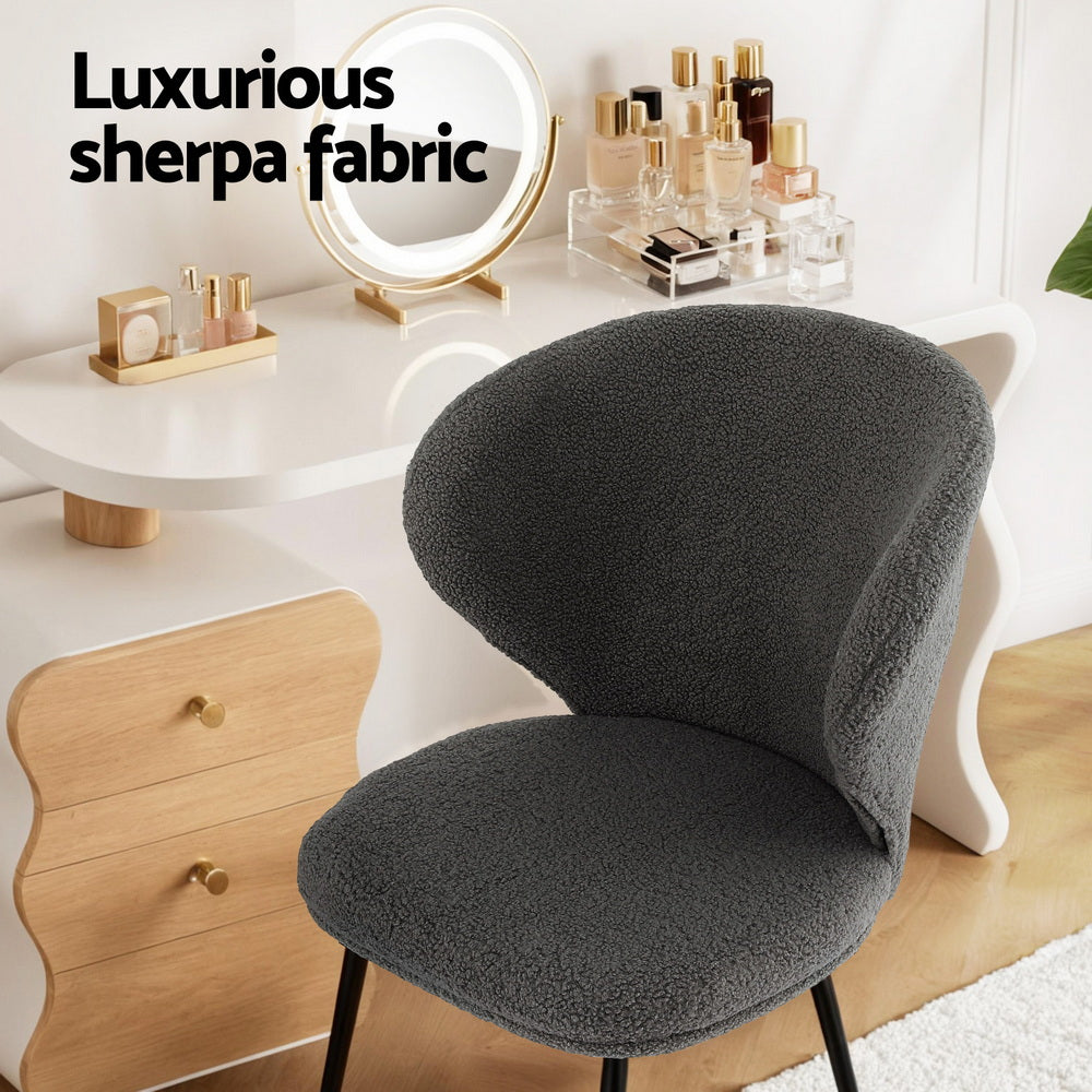 Aldgate Wing Back Dining Chair, Grey Sherpa 2pcs
