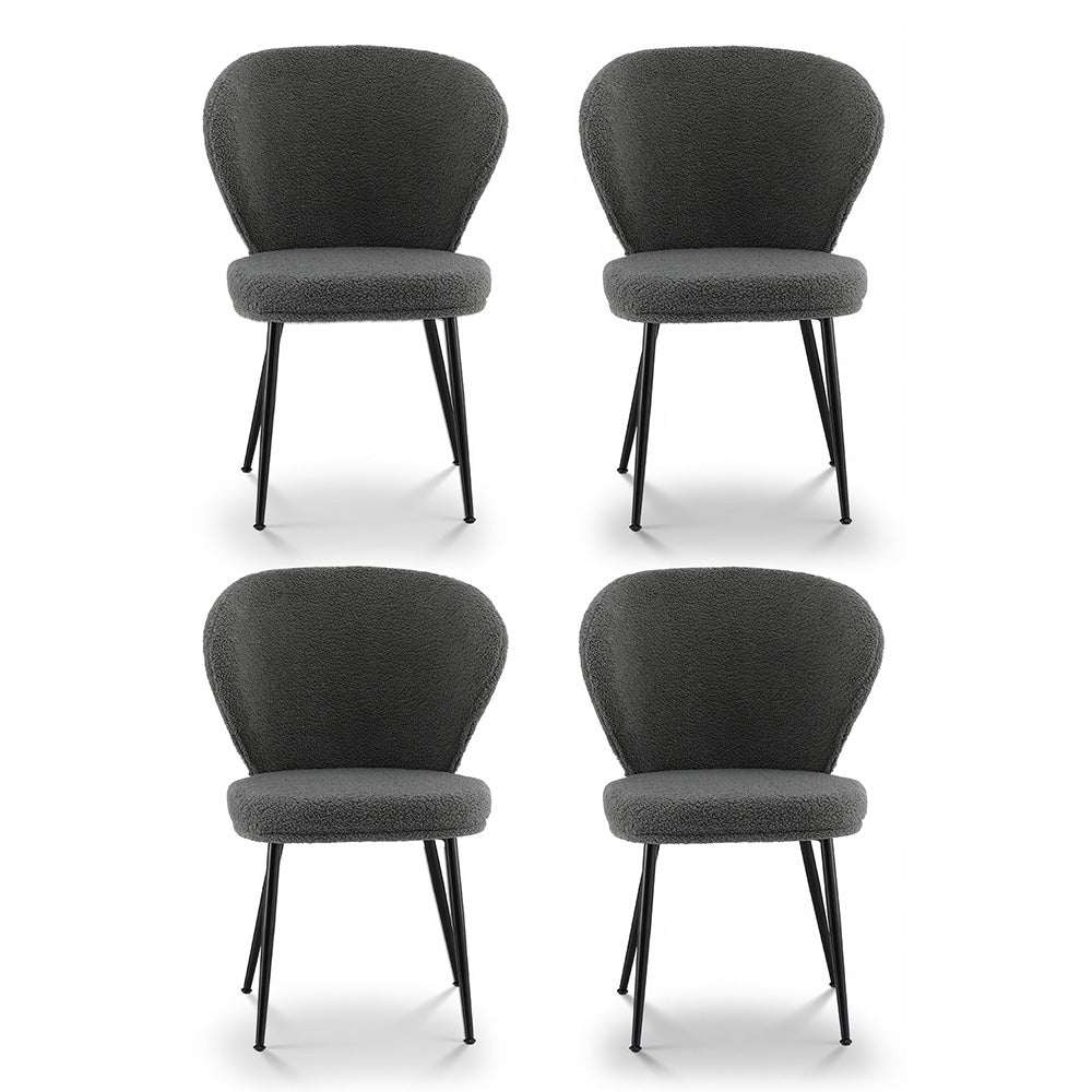 Aldgate Wing Back Dining Chair, Grey Sherpa 4pcs