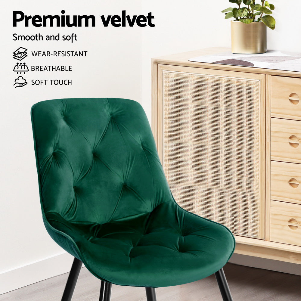 Artiss Green Velvet Diamond-Tufted Dining Chairs — Set of 4 — Allure Home Collections