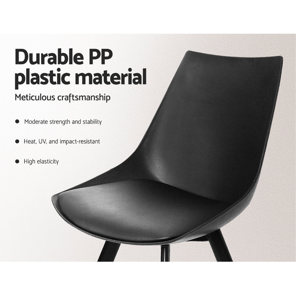 Side profile of Artiss black dining chair showing modern profile — Allure Home Collections