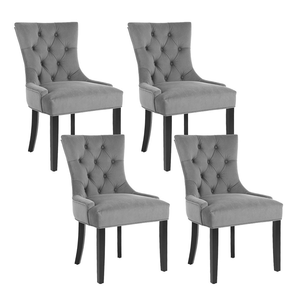 Artiss Cayes Grey Velvet French Provincial Dining Chairs — Set of 4 — Allure Home Collections