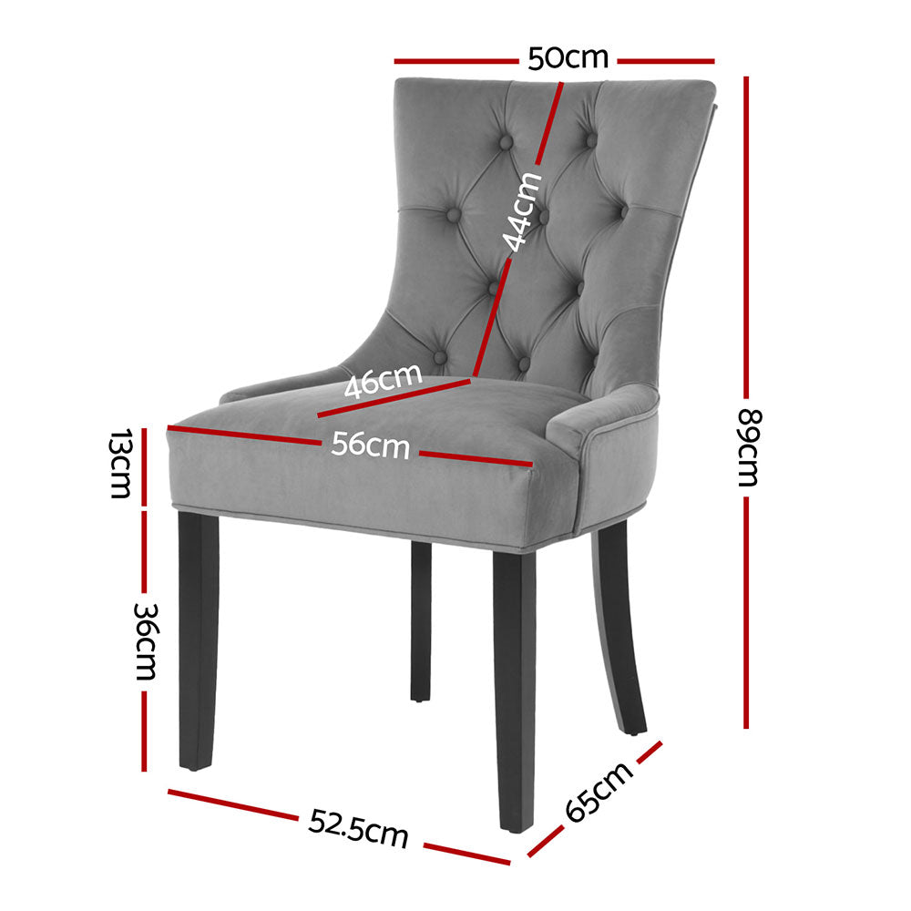 Artiss Cayes Grey Velvet French Provincial Dining Chairs — Set of 4 — Allure Home Collections