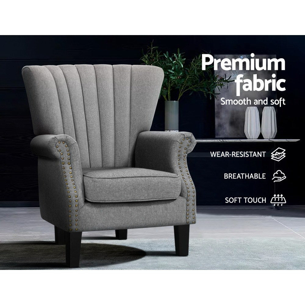 Artiss Andrew Wingback Armchair in Grey