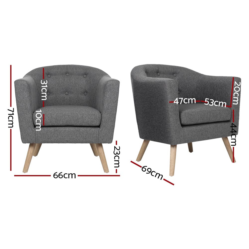 Artiss Adora Grey Faux Linen Armchair