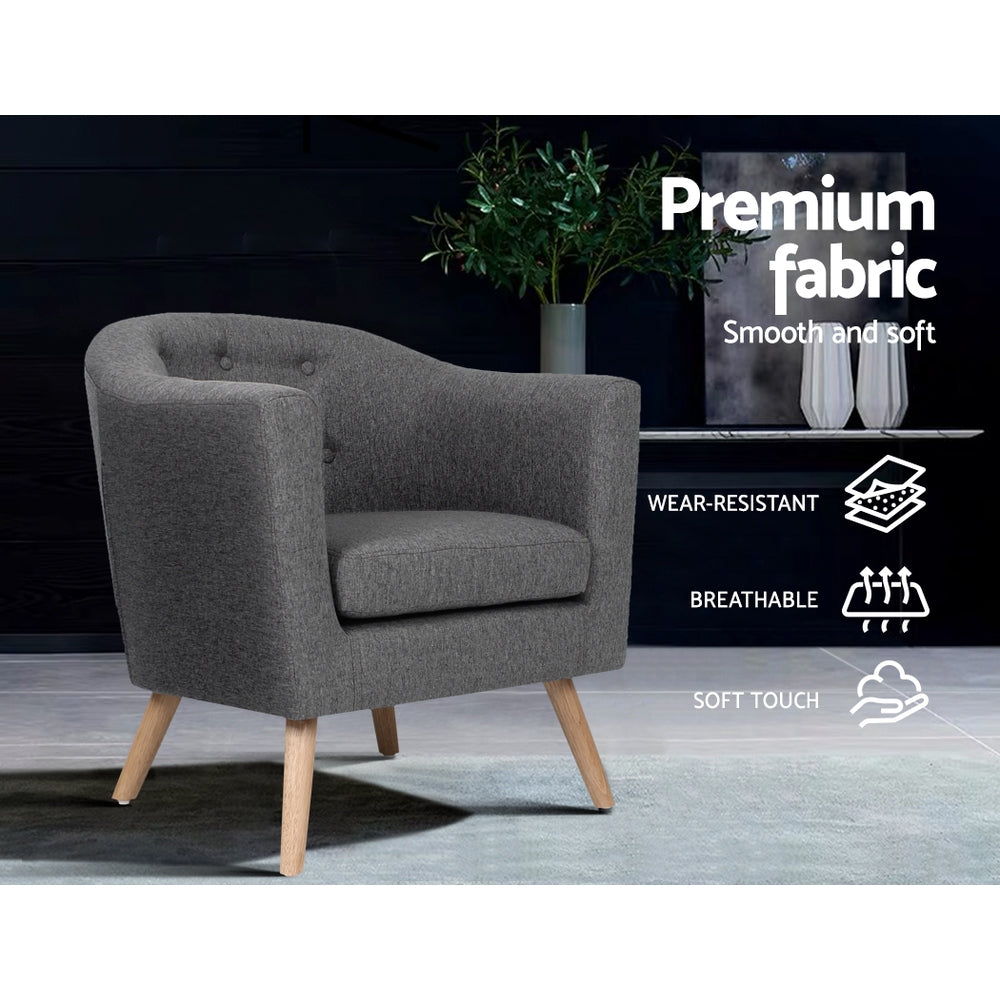 Artiss Adora Grey Faux Linen Armchair