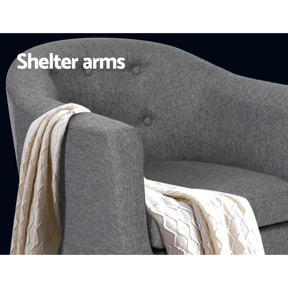 Artiss Adora Grey Faux Linen Armchair