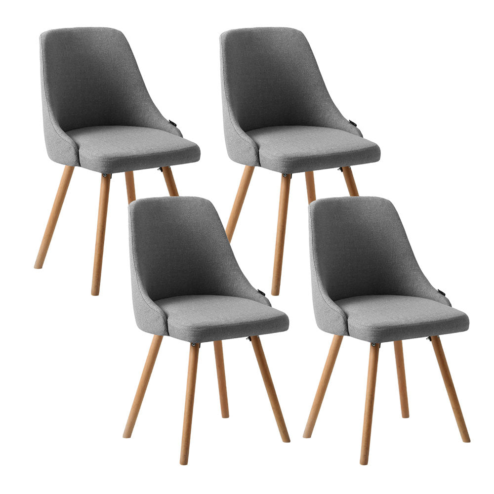 Artiss Grey Fabric Retro-Modern Dining Chairs — Set of 4 — Allure Home Collections