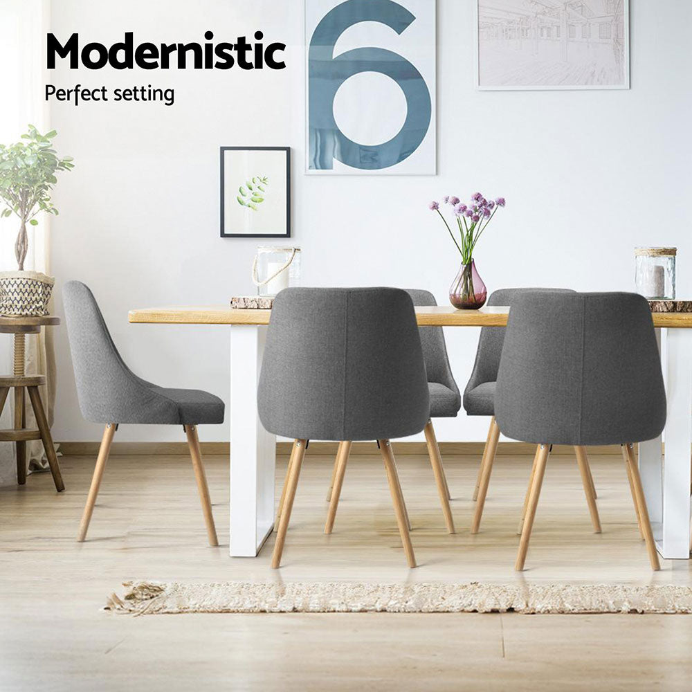 Artiss Grey Fabric Retro-Modern Dining Chairs — Set of 4 — Allure Home Collections