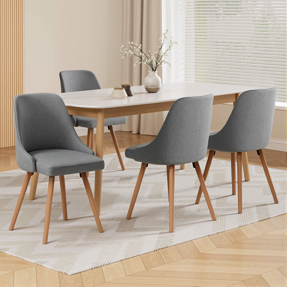 Artiss Grey Fabric Retro-Modern Dining Chairs — Set of 4 — Allure Home Collections