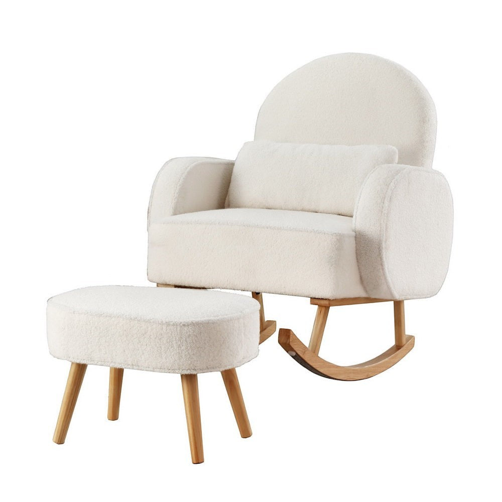 Bilpin white boucle rocking chair in a modern living room