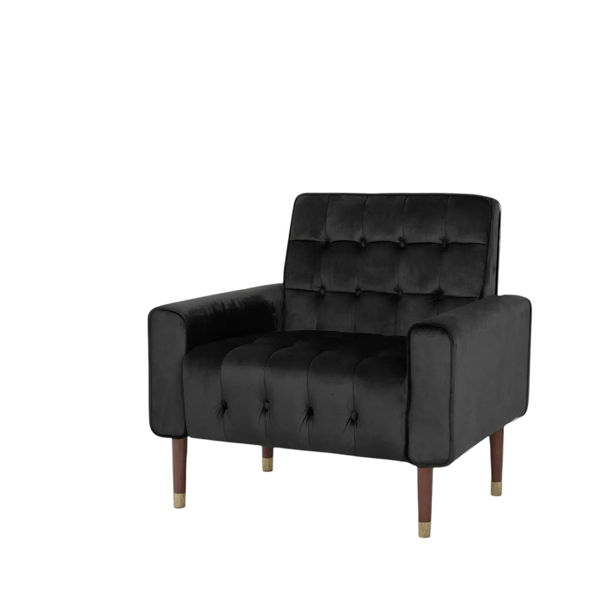 Cahills black velvet accent chair in a modern living room