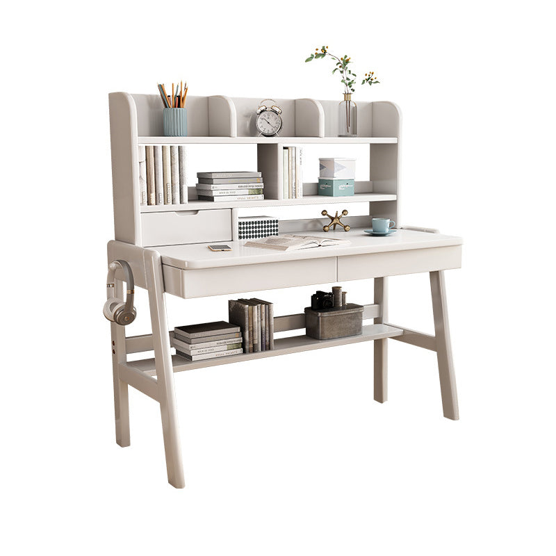 Ave Solid Wood Study Desk with Bookcase