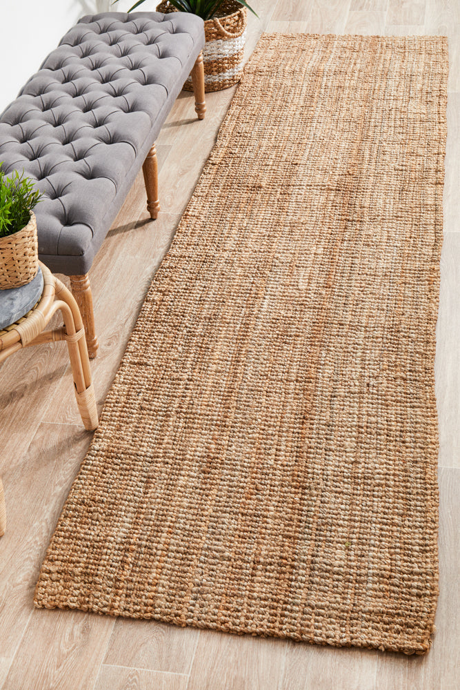 Hand Loomed Jute Floor Runner Rug Natural 400 x 80cm