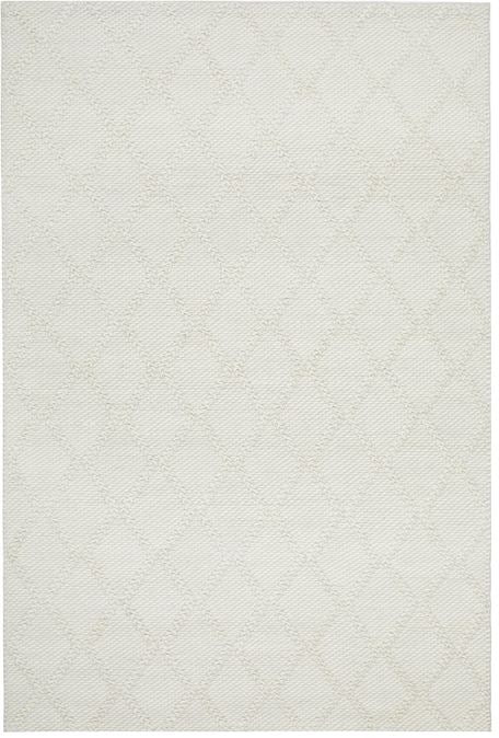 Modern Flatwoven Wool Blend Rug, White 280x190cm