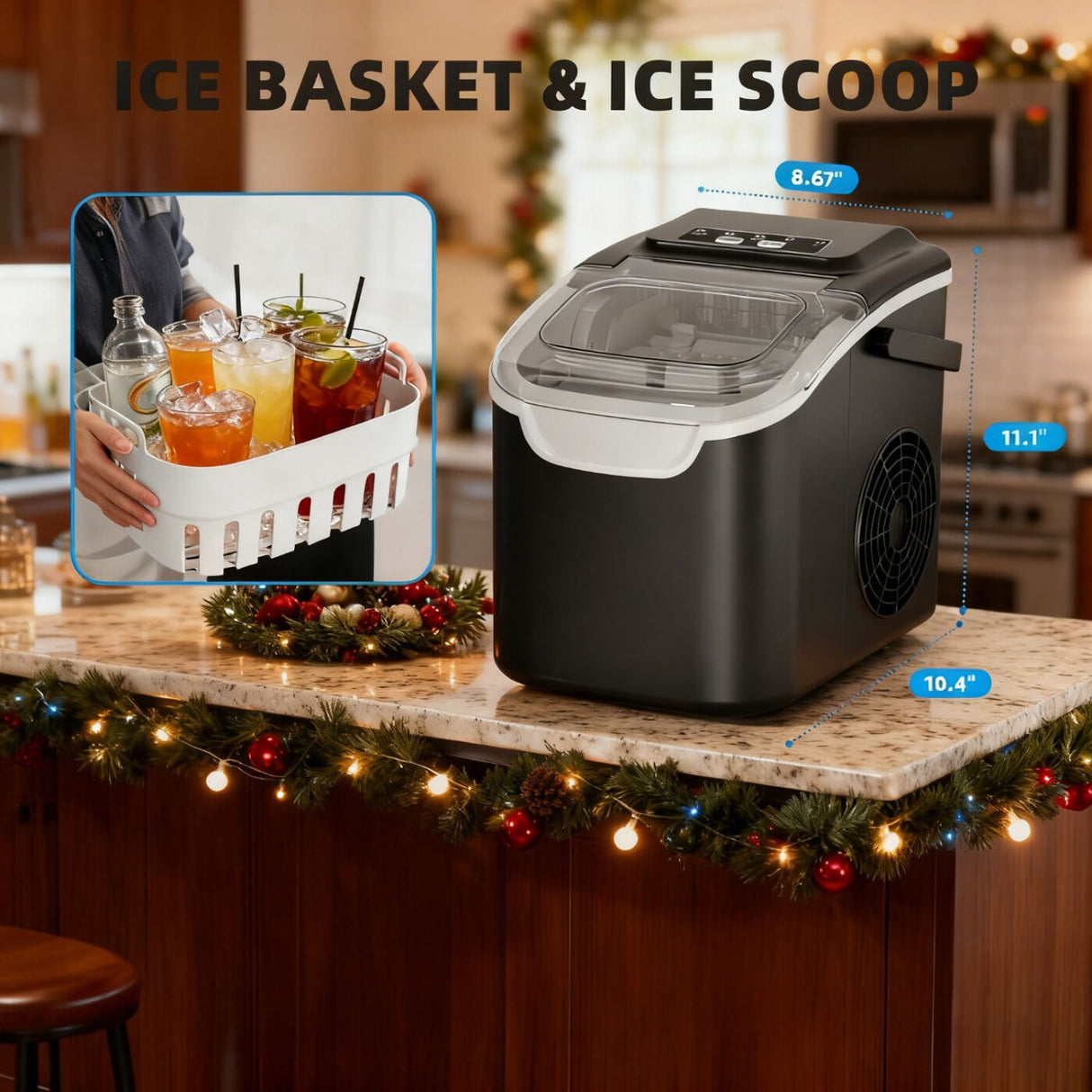 Portable ice maker used at a campsite for cold drinks