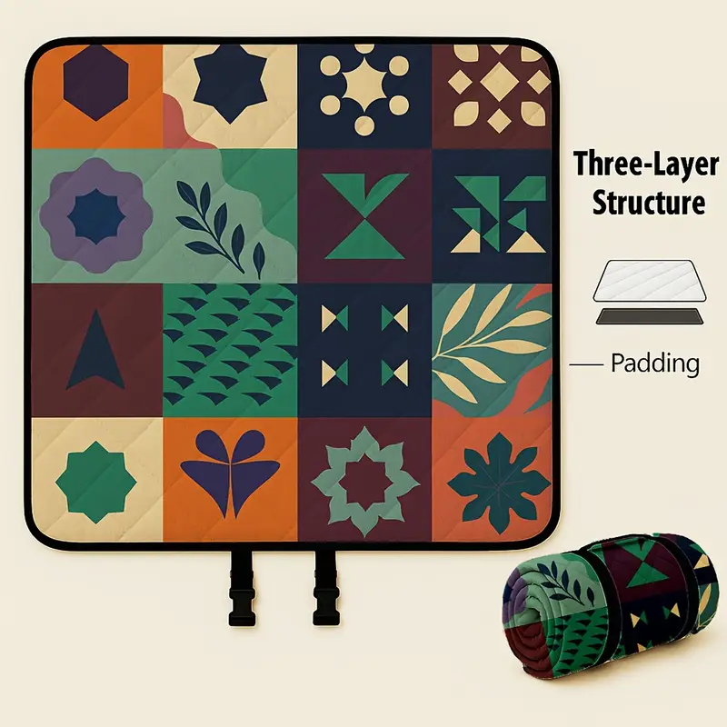 Rydal Waterproof Picnic Mat, Floral Print, Extra Large 198x198cm