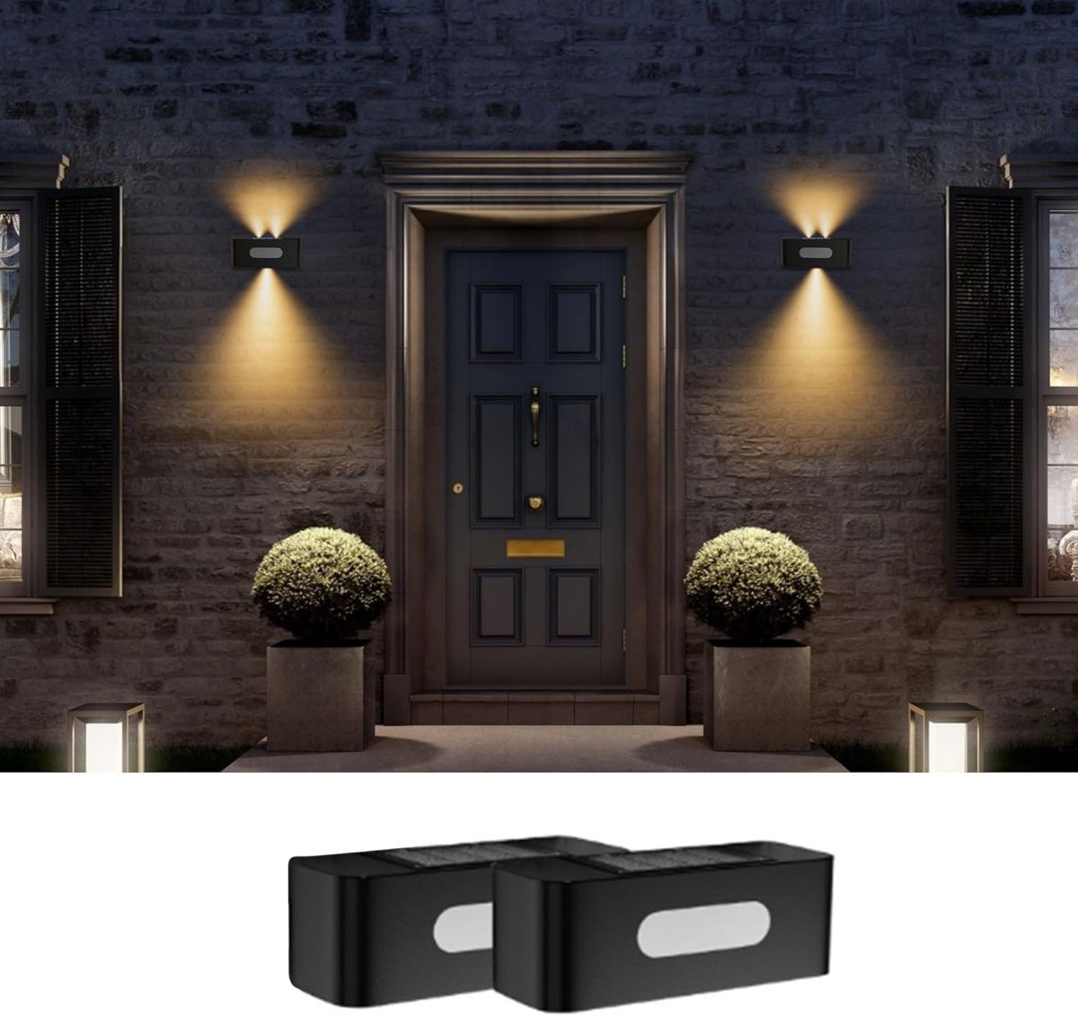 Solar Up Down Wall Light Warm White 2 Pack