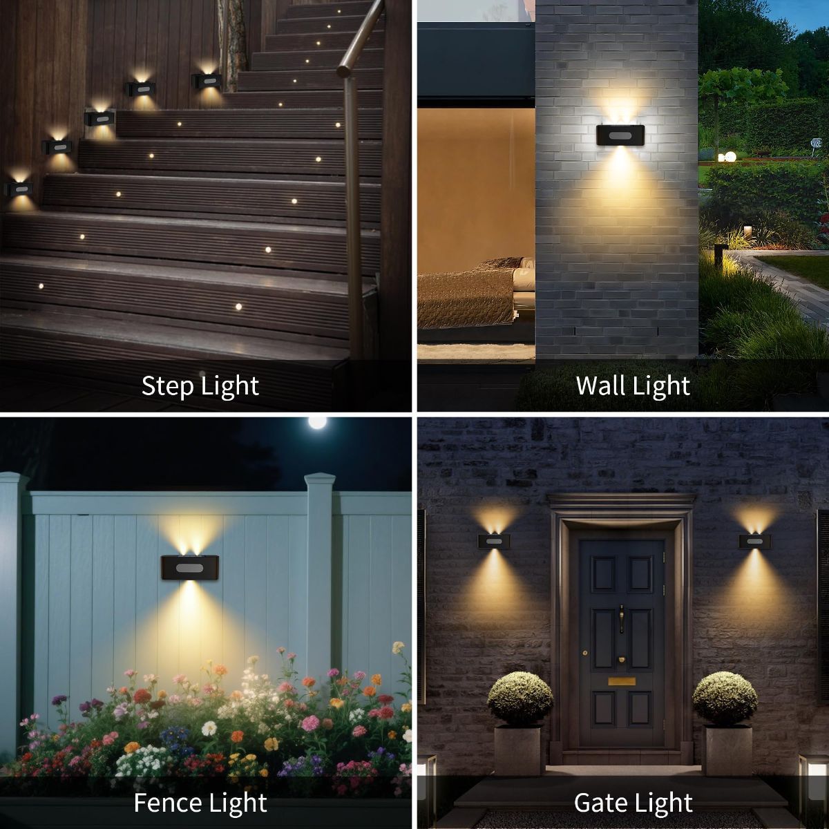 Solar Up Down Wall Light Warm White 4 Pack