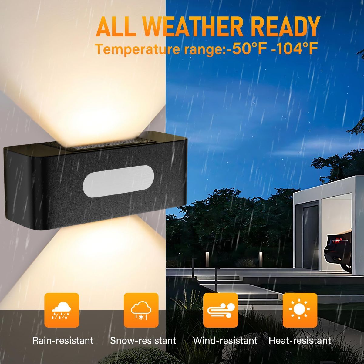 Solar Up Down Wall Light White 2 Pack