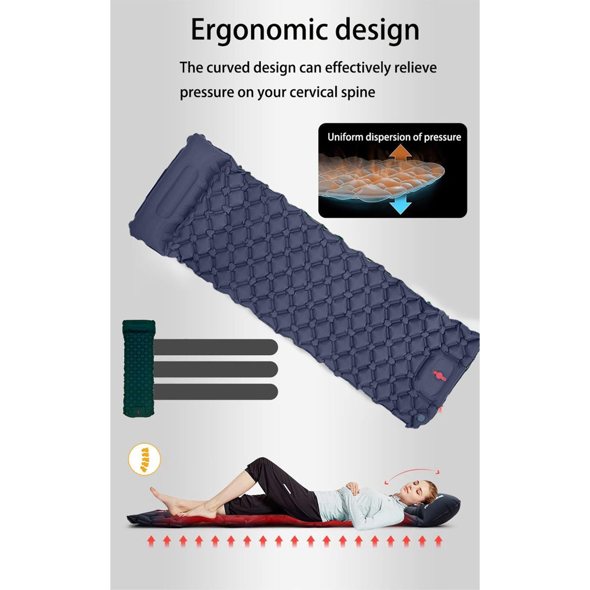 Chephren Sleeping Pad, Ultralight TPU Inflatable with Foot Pump, Dark Blue