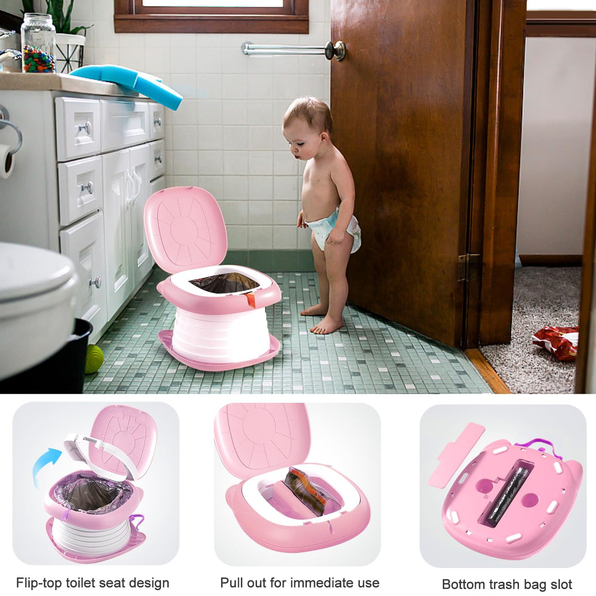 Folding Travel Potty for Toddlers, Pink - view 7