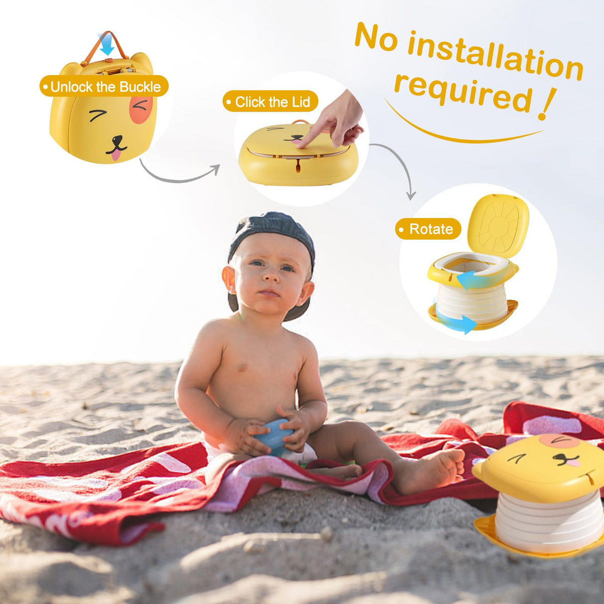 Folding Travel Potty for Toddlers, Yellow - view 4