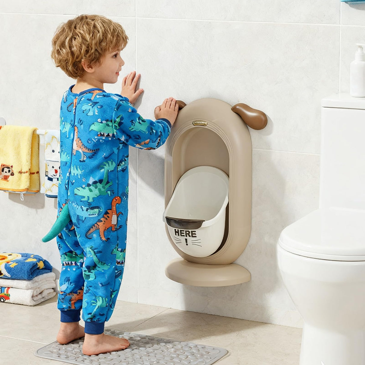Kids Training Urinal with Adjustable Height, Beige - view 3