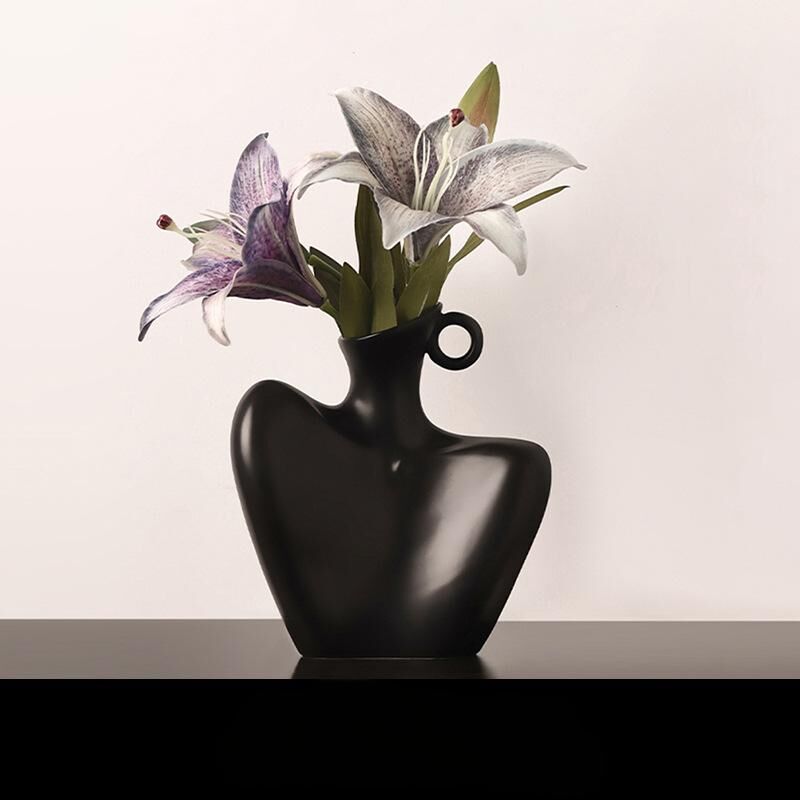 Foligno Human Form Vase Set, Black and White, 2pcs