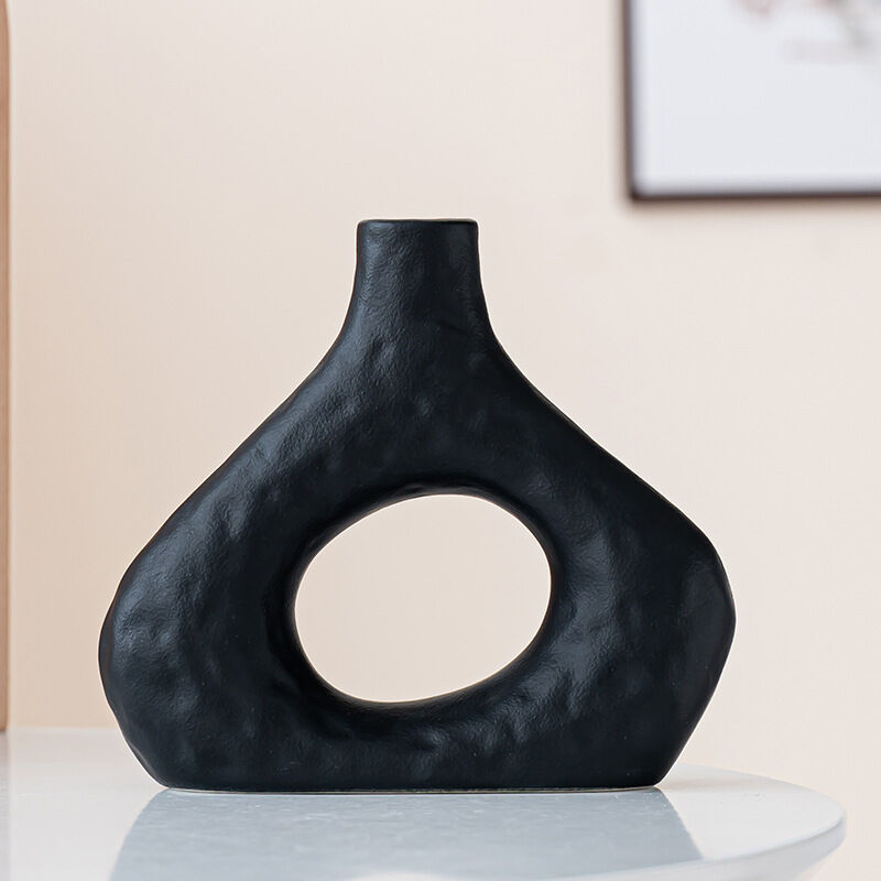 Trevi Ceramic Vase Set, Black, 2pcs