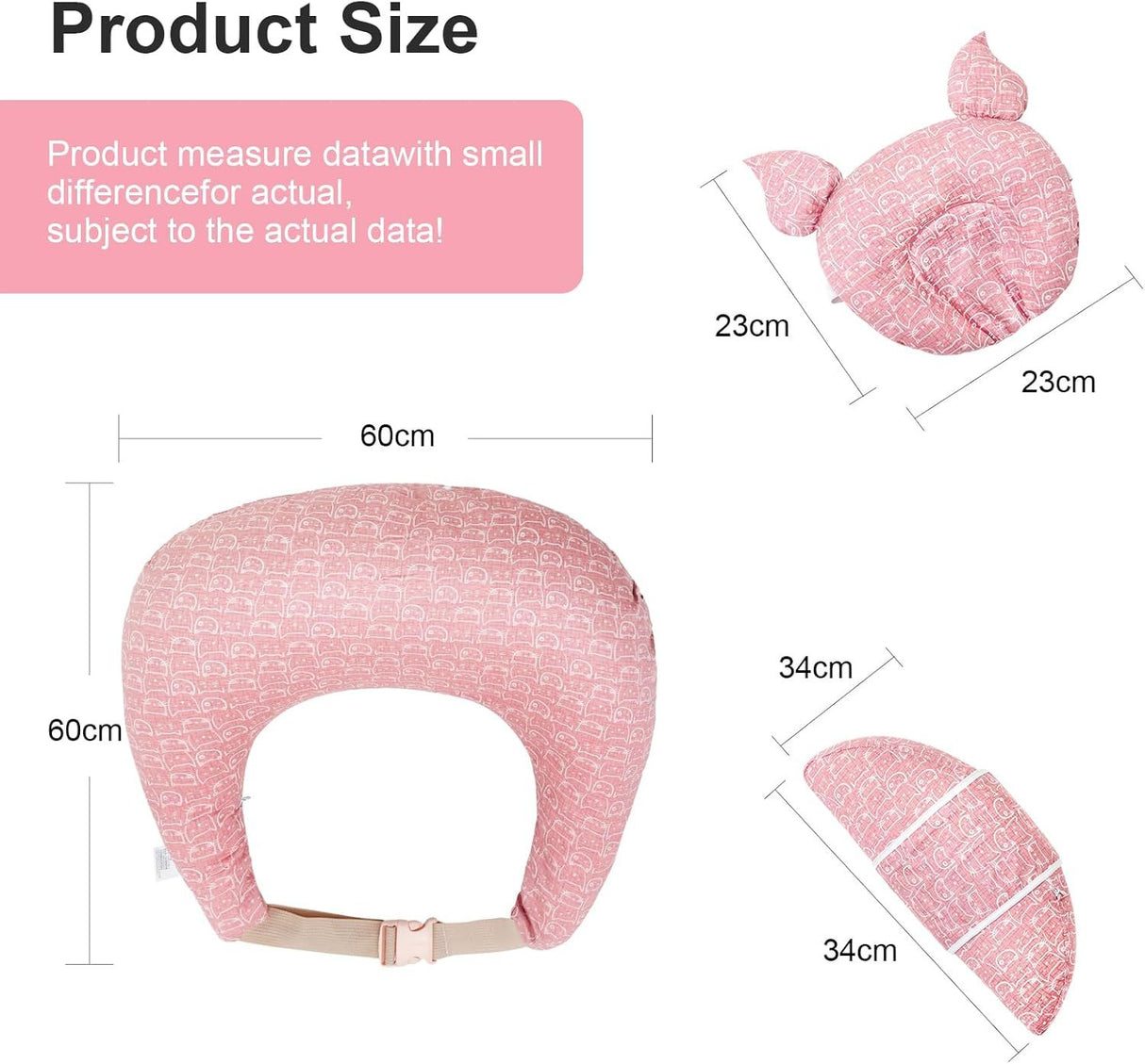 Grey multipurpose nursing pillow with adjustable waist strap