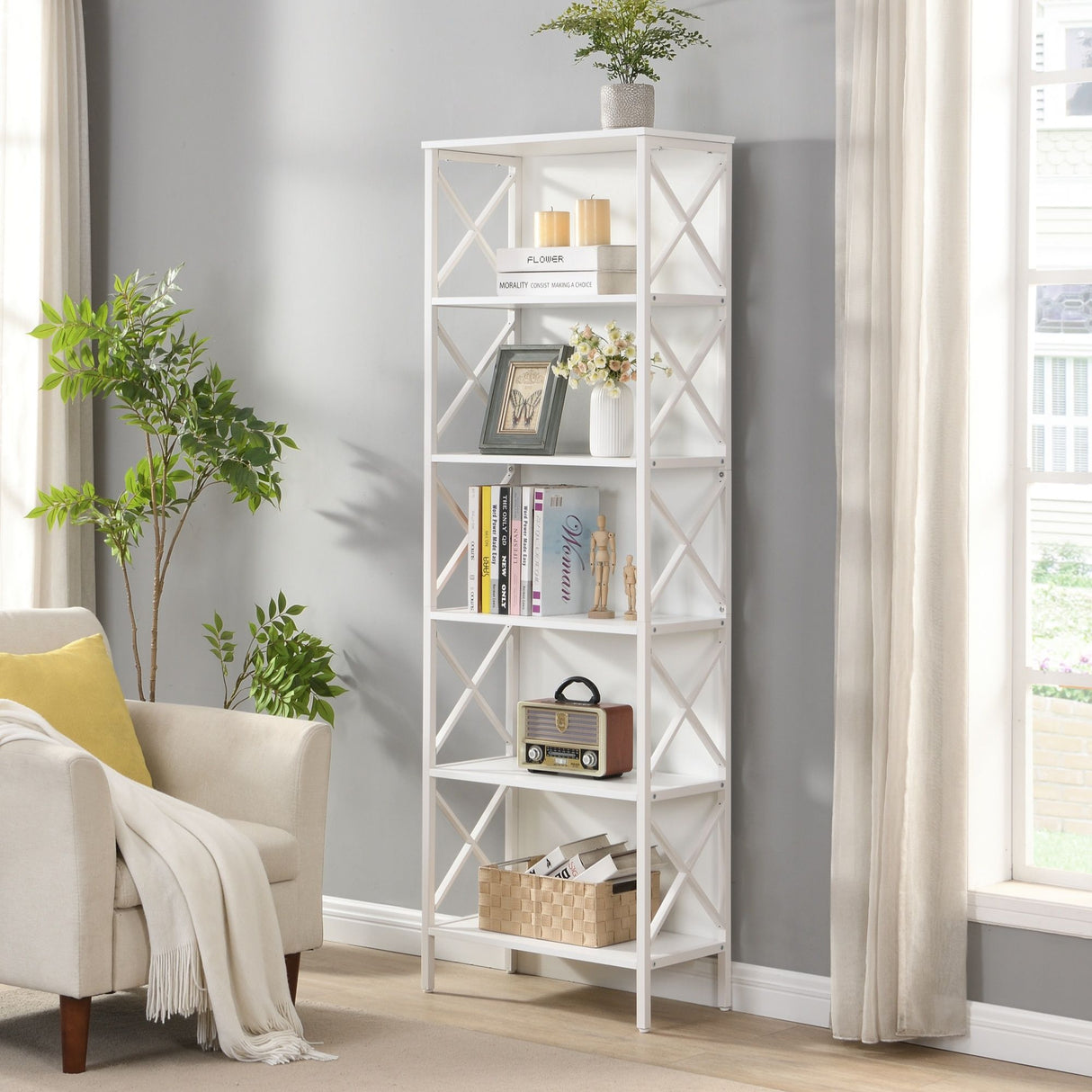 Nailsworth 6 Tier Bookshelf, White