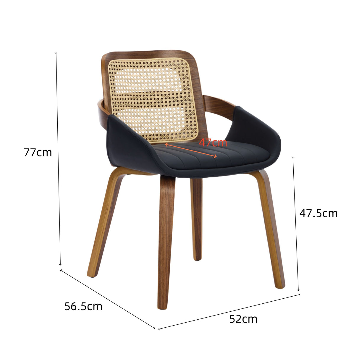 Greenock black rattan back dining chair in a modern dining room