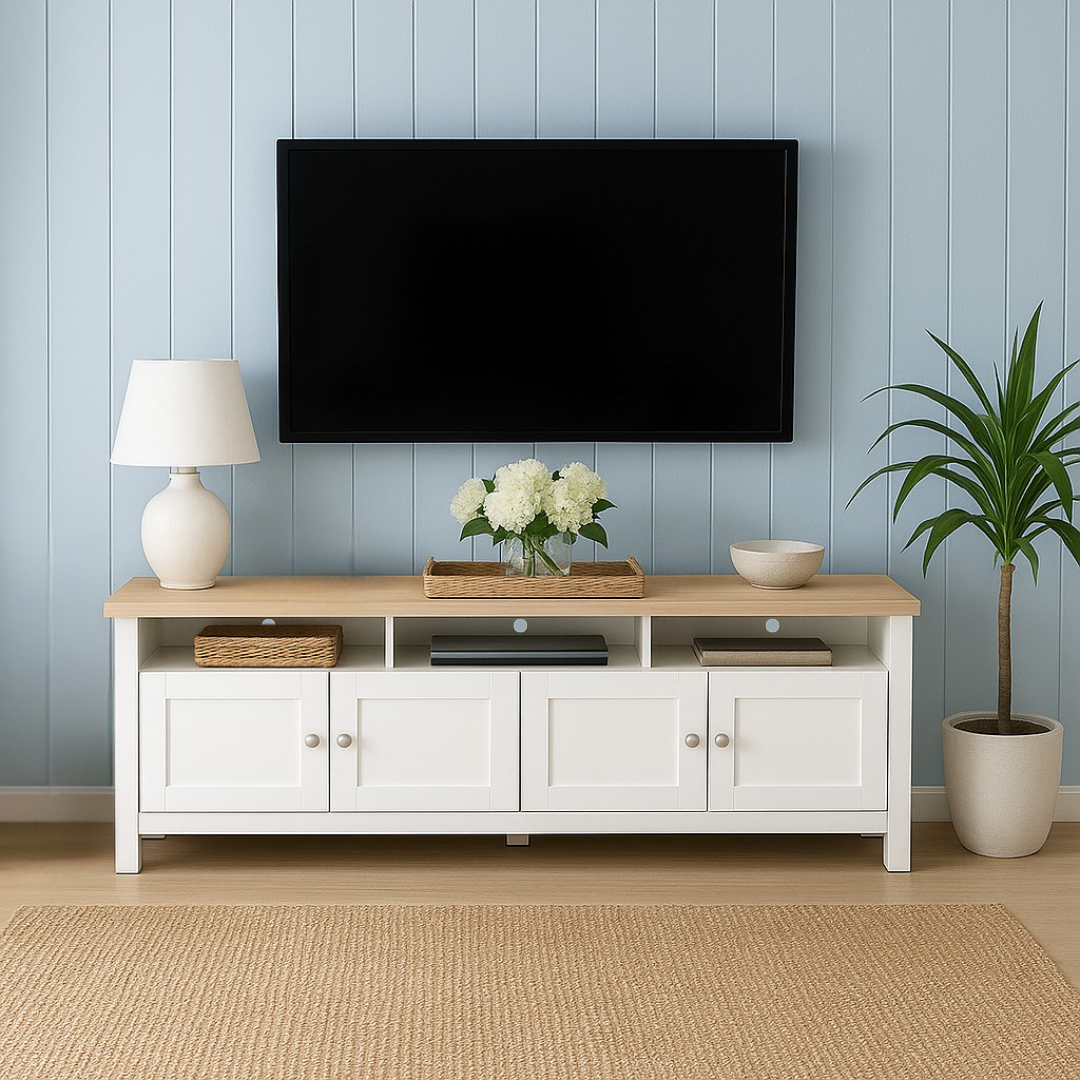 Lefroy 180cm Entertainment Unit, White and Oak
