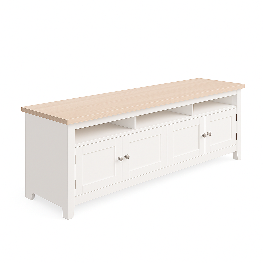 Lefroy 180cm Entertainment Unit, White and Oak