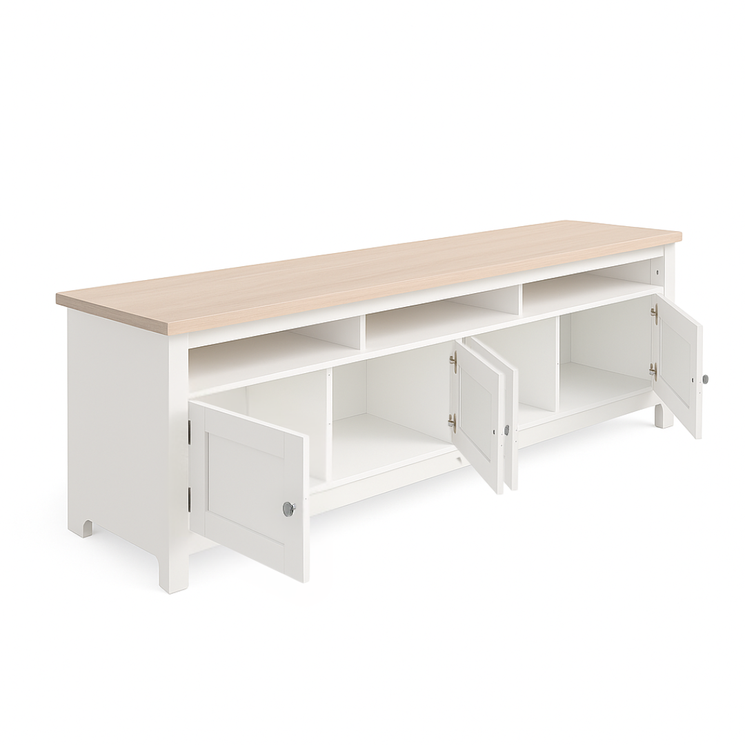Lefroy 180cm Entertainment Unit, White and Oak