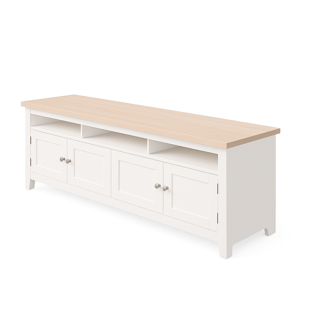 Lefroy 180cm Entertainment Unit, White and Oak