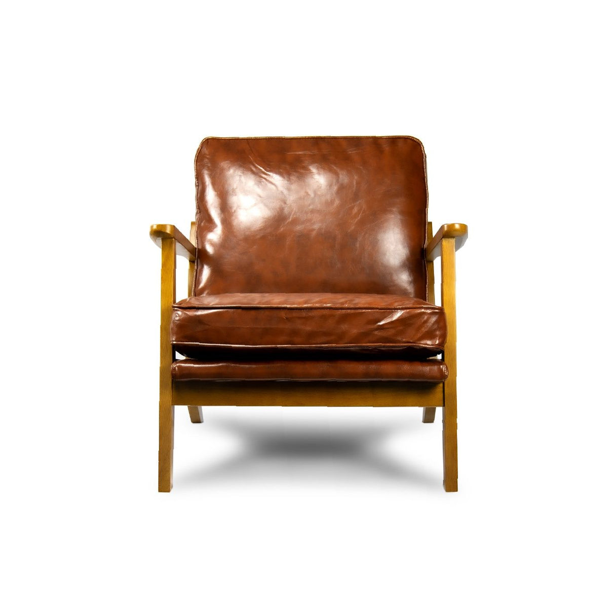Perrys Armchair, Red Brown Faux Leather