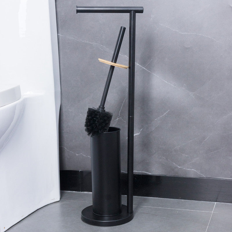Weighted base of the black freestanding toilet brush and paper holder stand