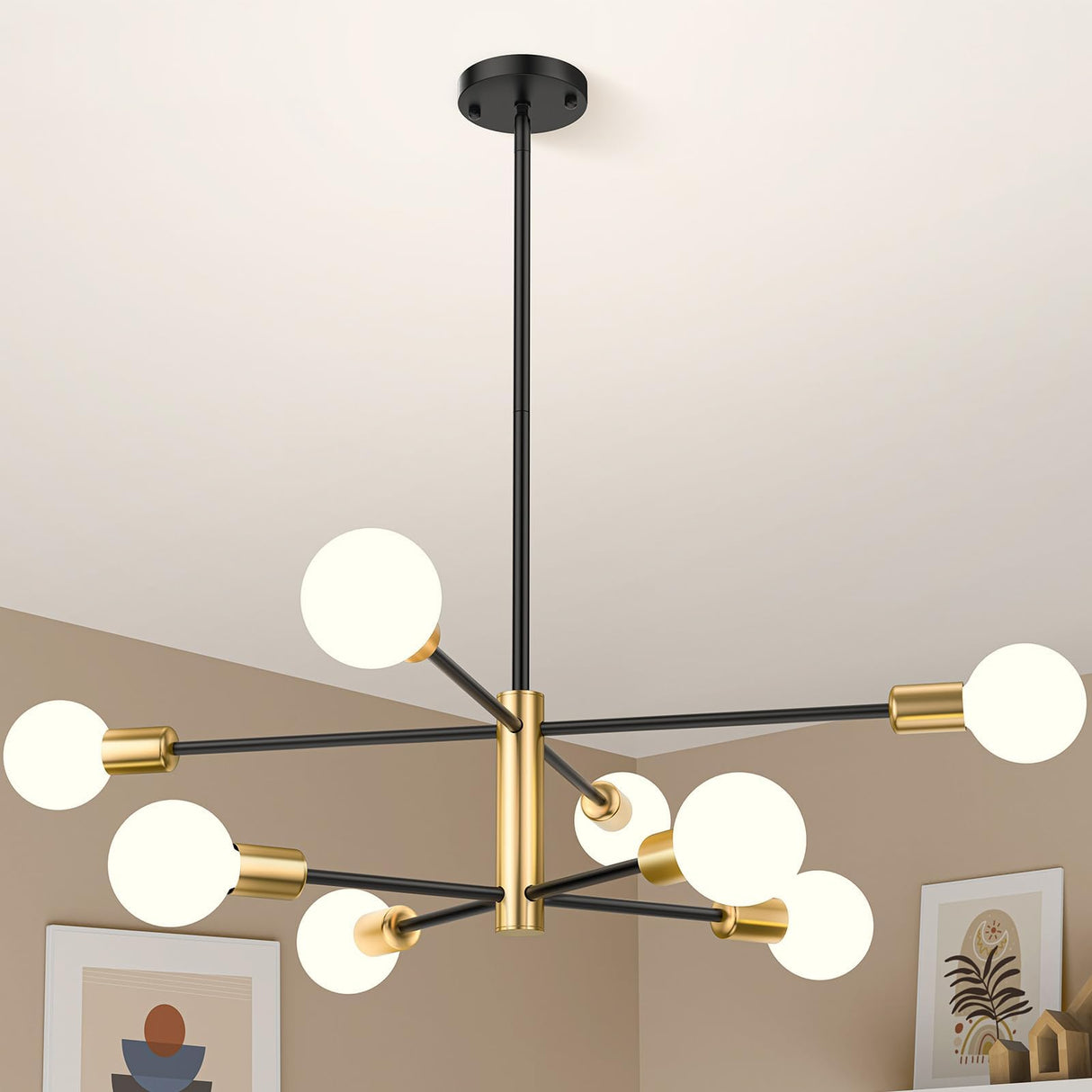 Modern Sputnik Chandelier 8 Light Adjustable Ceiling Light Fixture view 1