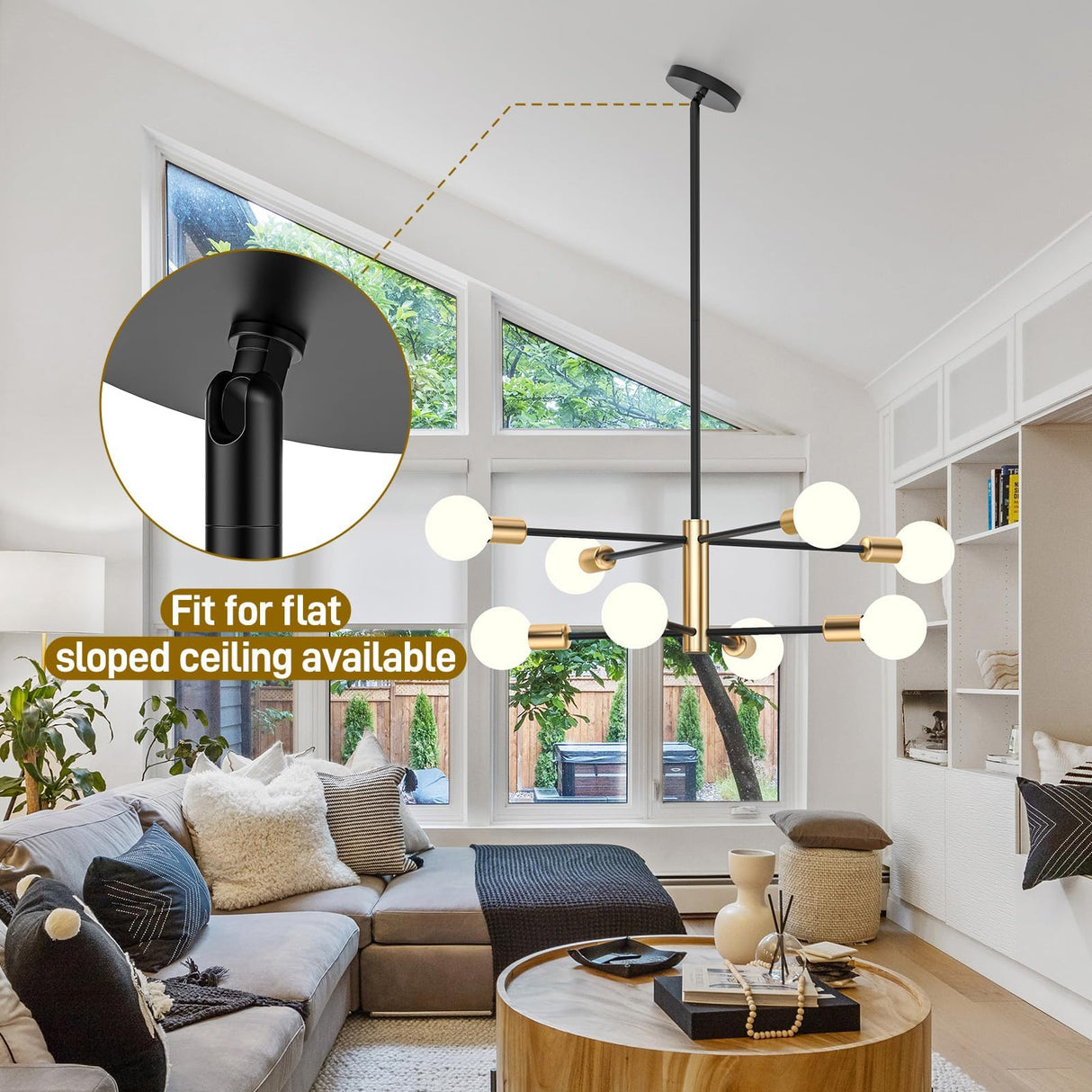 Modern Sputnik Chandelier 8 Light Adjustable Ceiling Light Fixture view 4