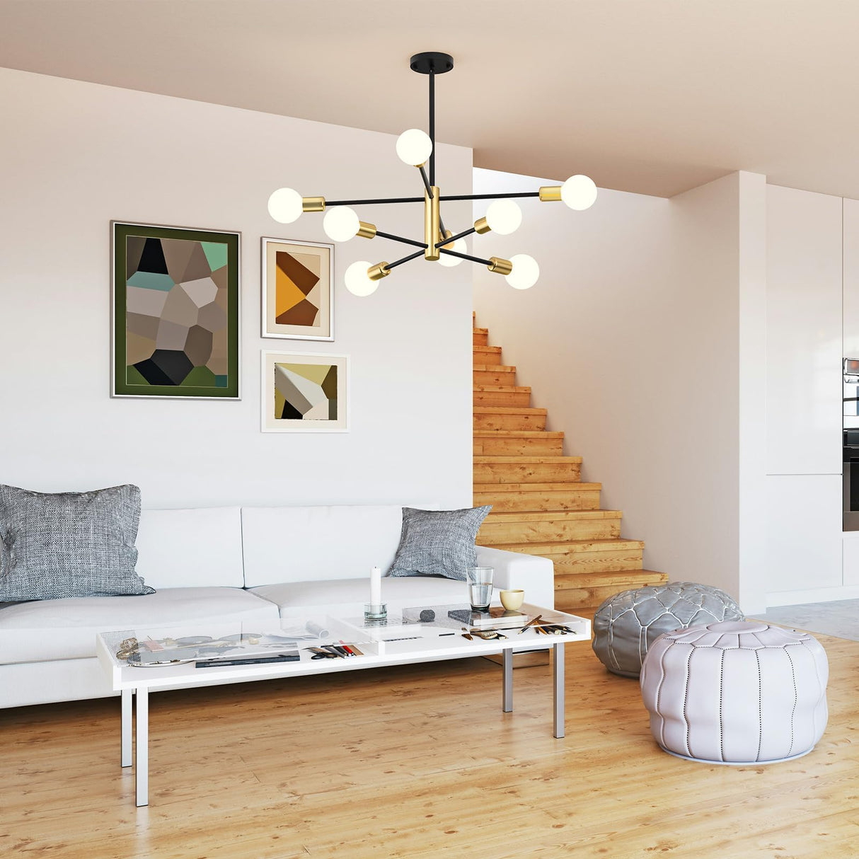 Modern Sputnik Chandelier 8 Light Adjustable Ceiling Light Fixture view 8