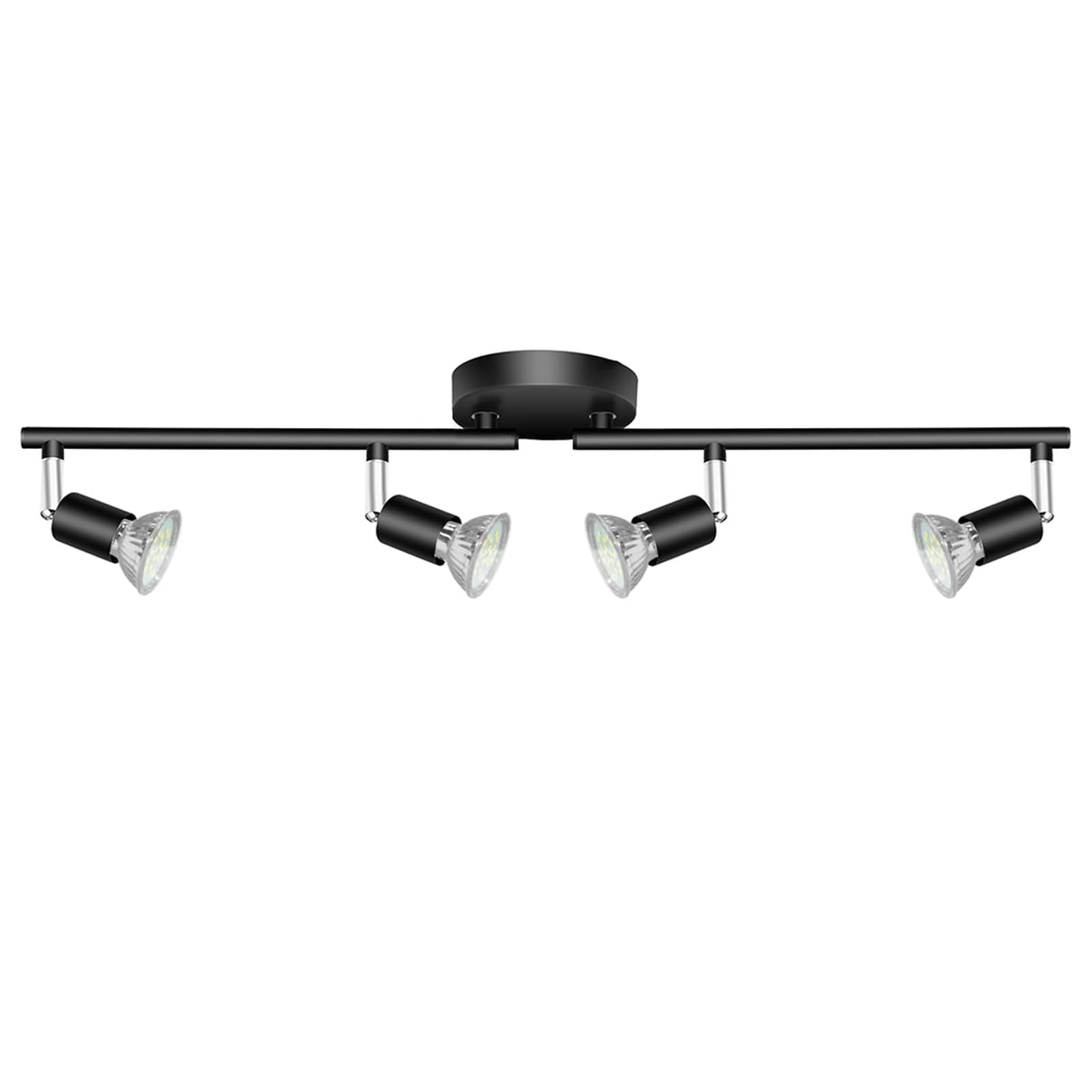 Four way black GU10 swivel ceiling spotlight track light